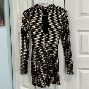 Uptown USA women dressy romper gold/black in size M